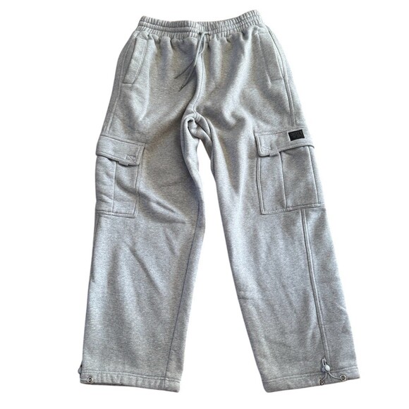 FB County Cargo Sweatpants Mens L Heather Gray Heavyweight Fleece Baggy - Picture 2 of 9